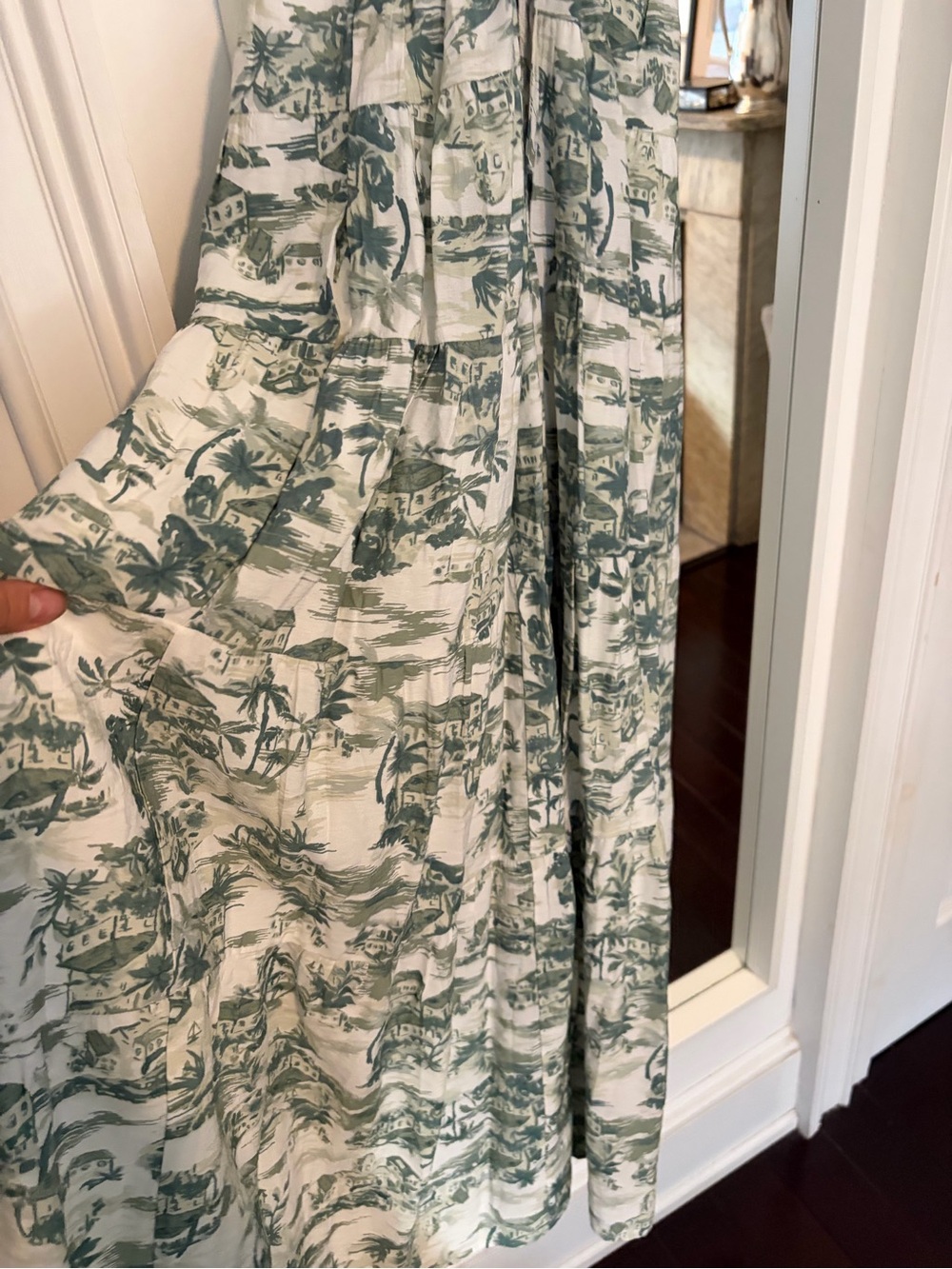 Green Toile Print Maxi Sun Dress - Picture 2 of 9